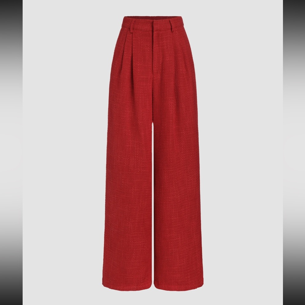 NWT Cider red tweed high-waisted straight-leg trousers